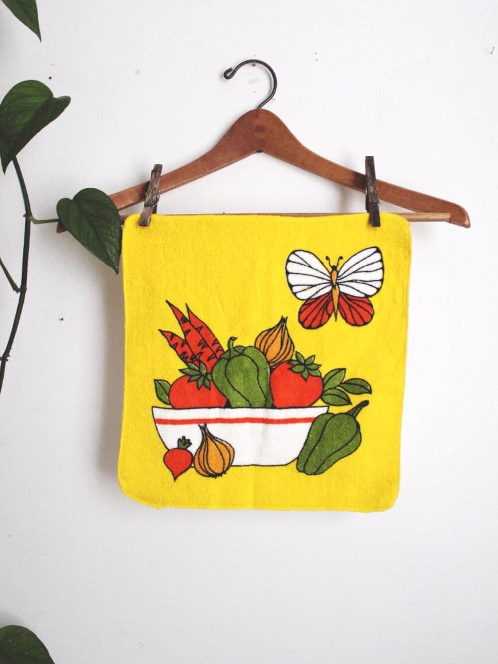 Vintage Cannon Yellow Washcloth Dish Towel Terry Cloth Mid Century Textile Retro